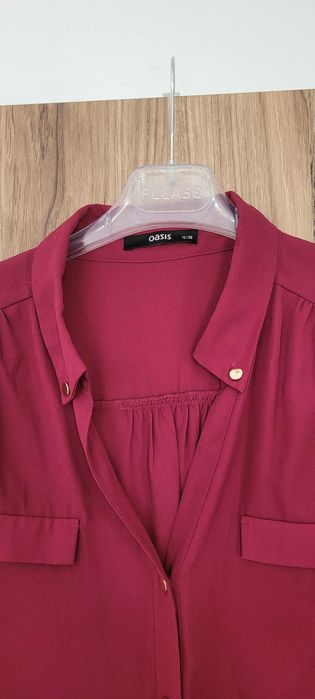 Bordowa bluzka złote guziczki Oasis, roz 38