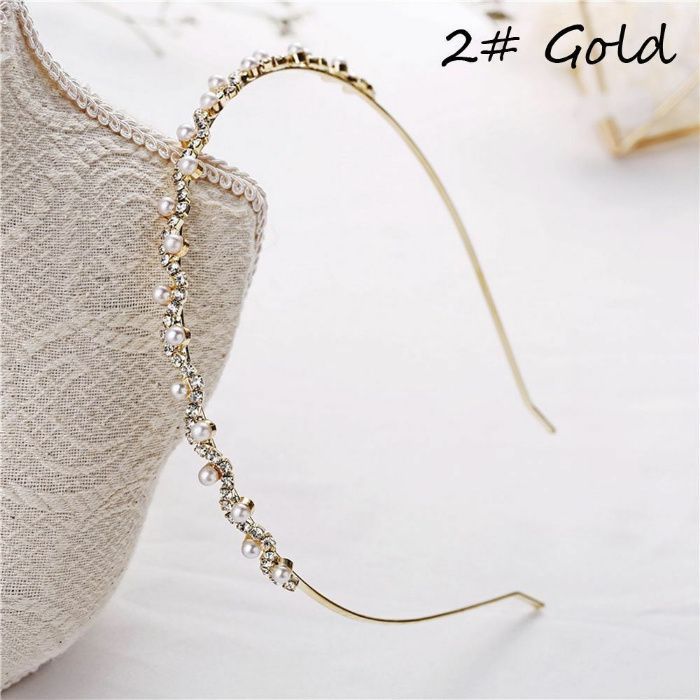 Conjunto de 2 Tiaras Ocasiões Especiais Pérolas Cristais ouro, prata