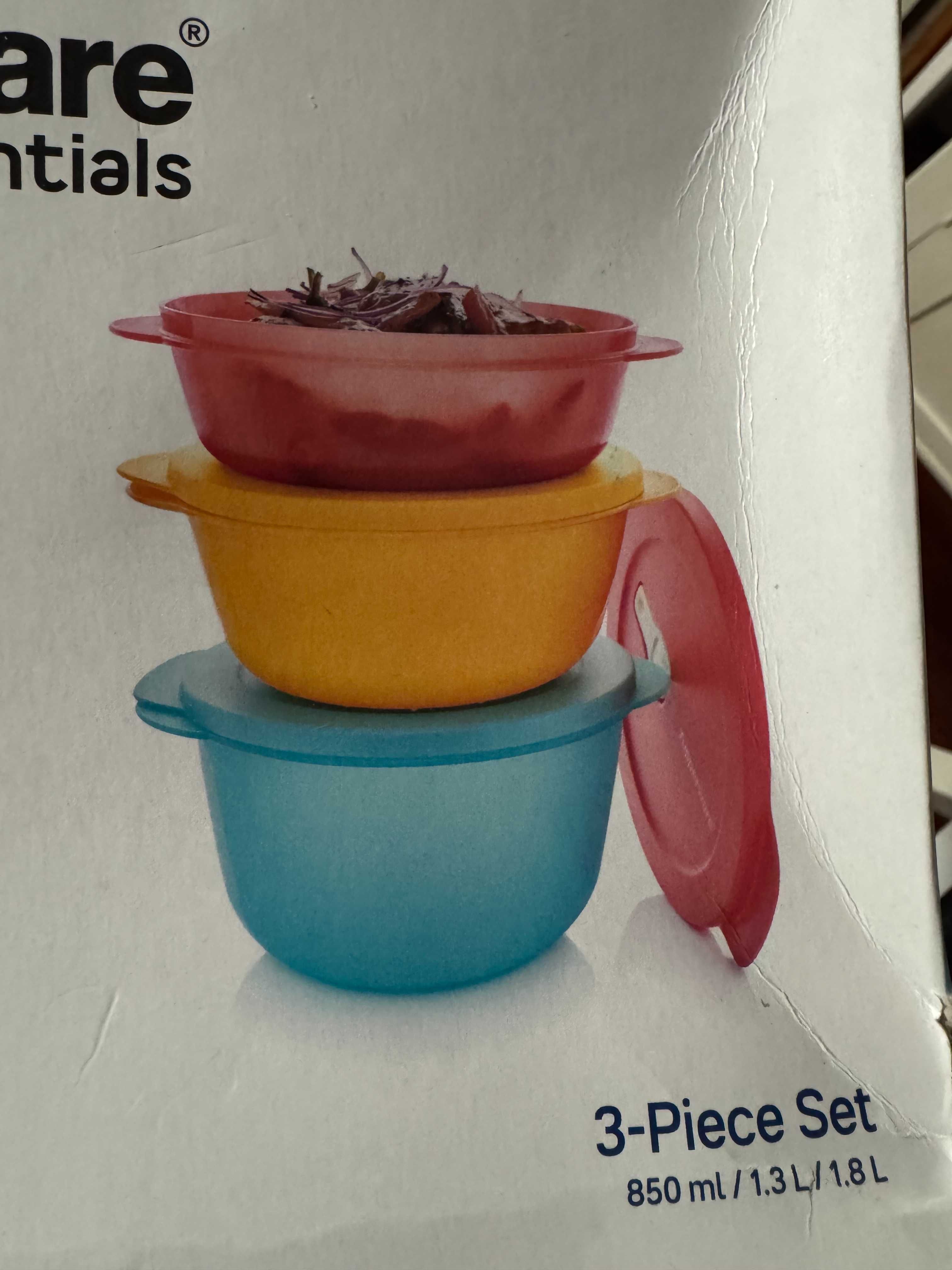 3 Caixas Tupperware (850ml, 1.3L e 1.8L)