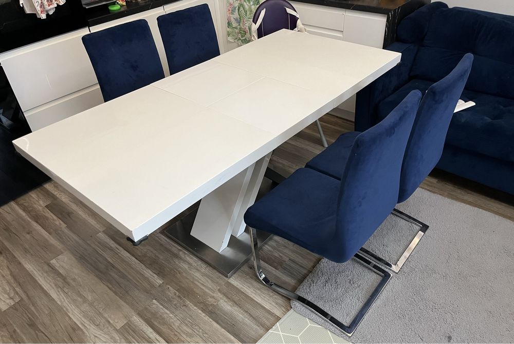 Stół rozkładany biały połysk 130/170x80