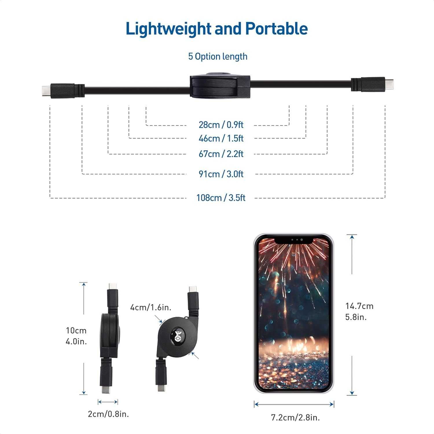 Kabel do ładowarki USB C USB C zwijany 1m 2szt SPP415