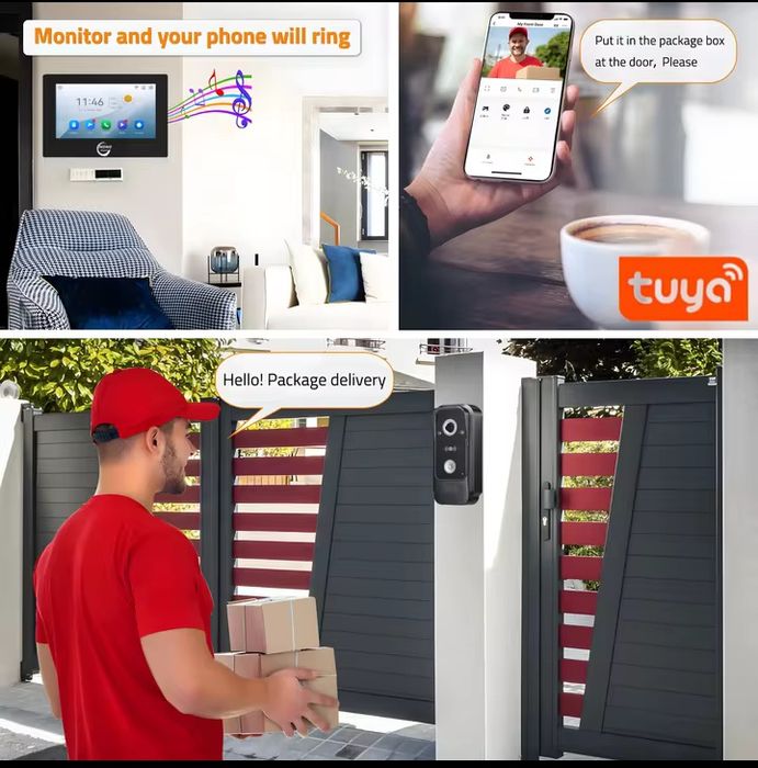 Tuya Smart Wi-Fi видеодомофон с системой сигнализации