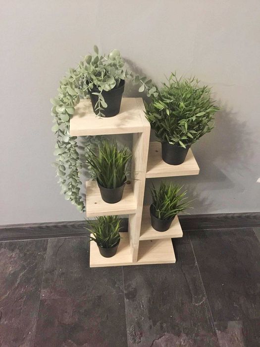DREWNIANY kwietnik piętrowy, półka, stojak na kwiaty, regał