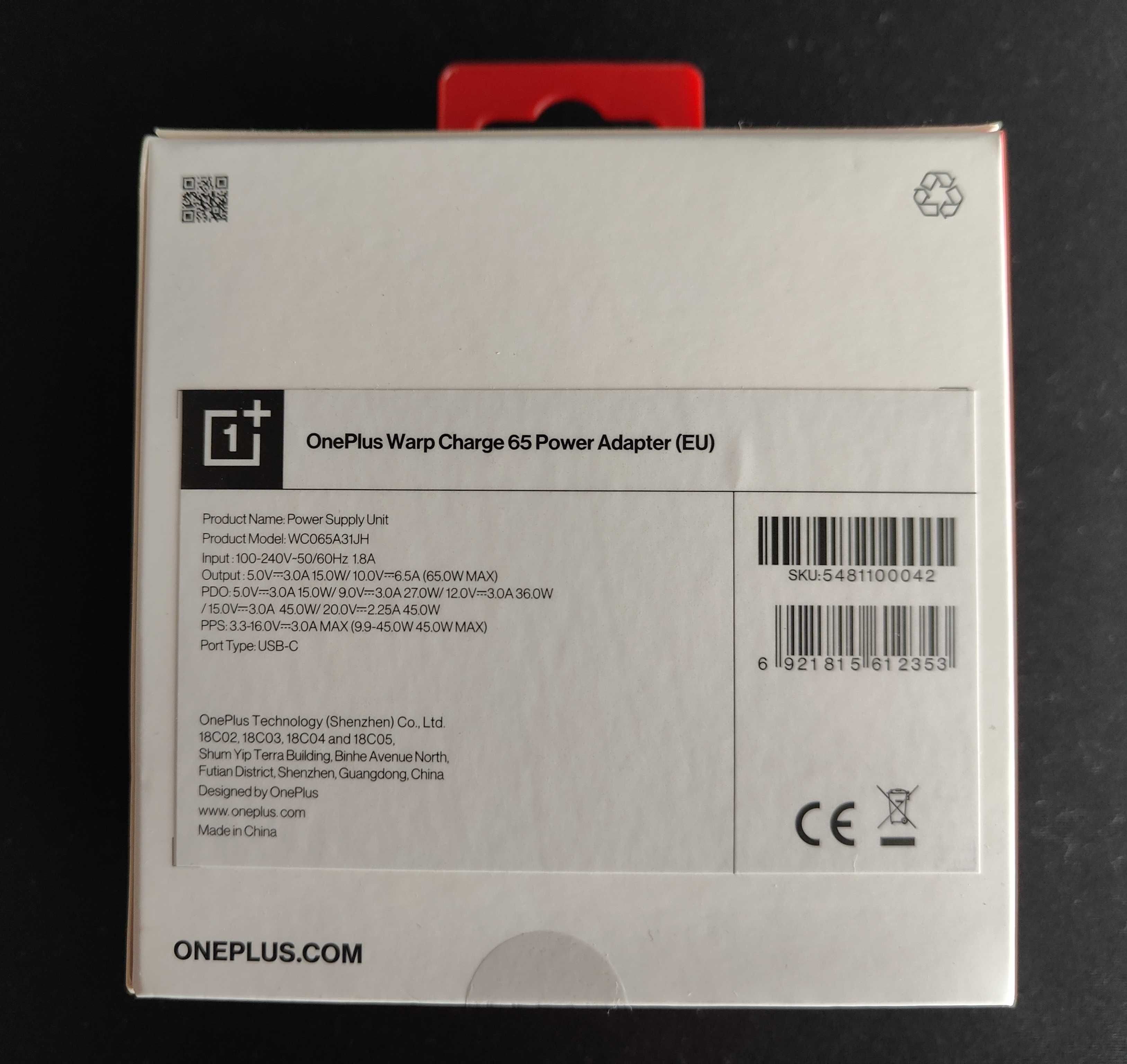 Carregador Oneplus Warp Charge 65W (SELADO)