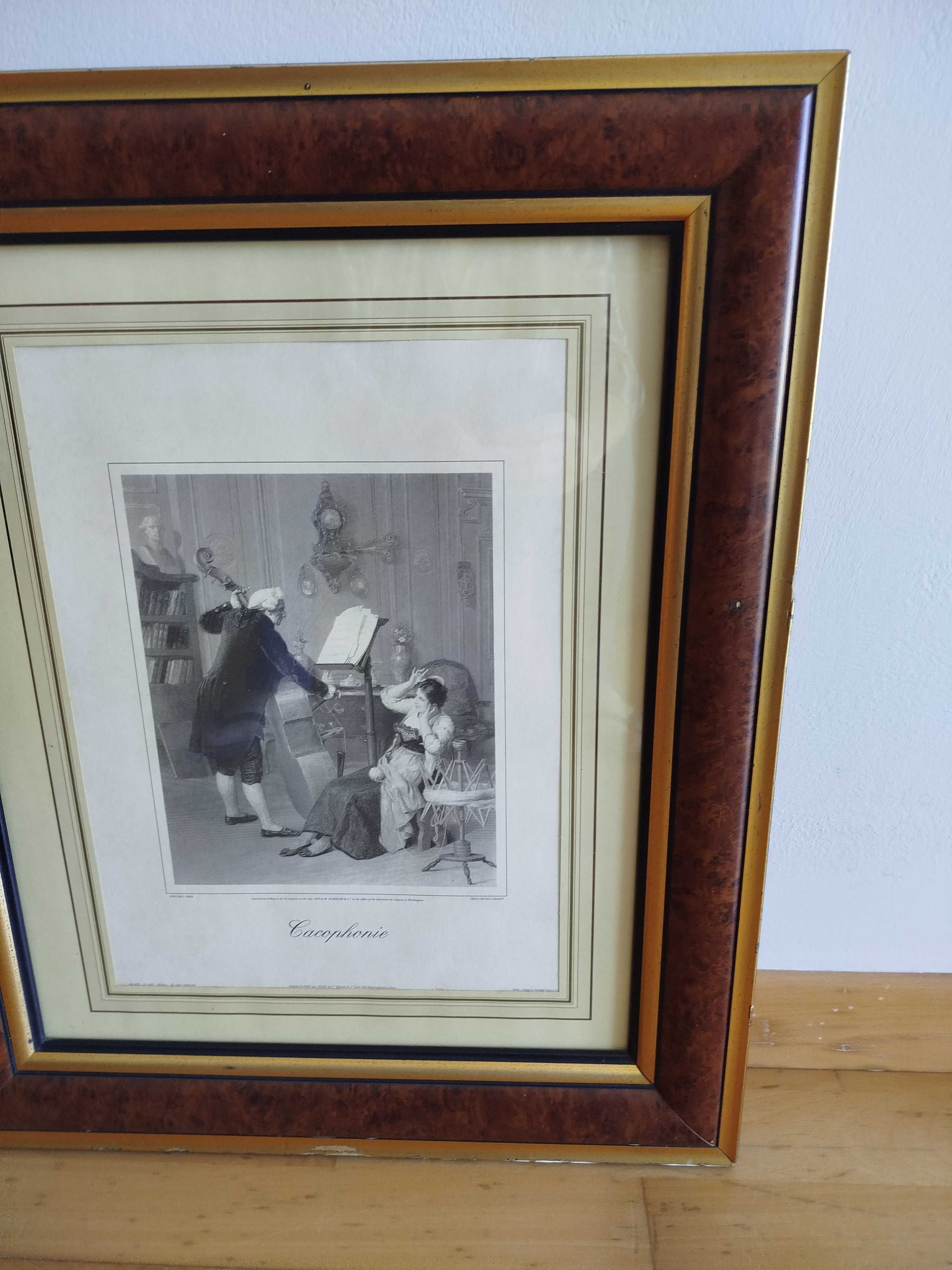 Quadro Antigo com bonita Gravura
