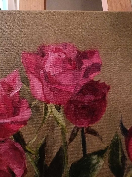 Różany bukiet, obraz olejny 40x50 cm