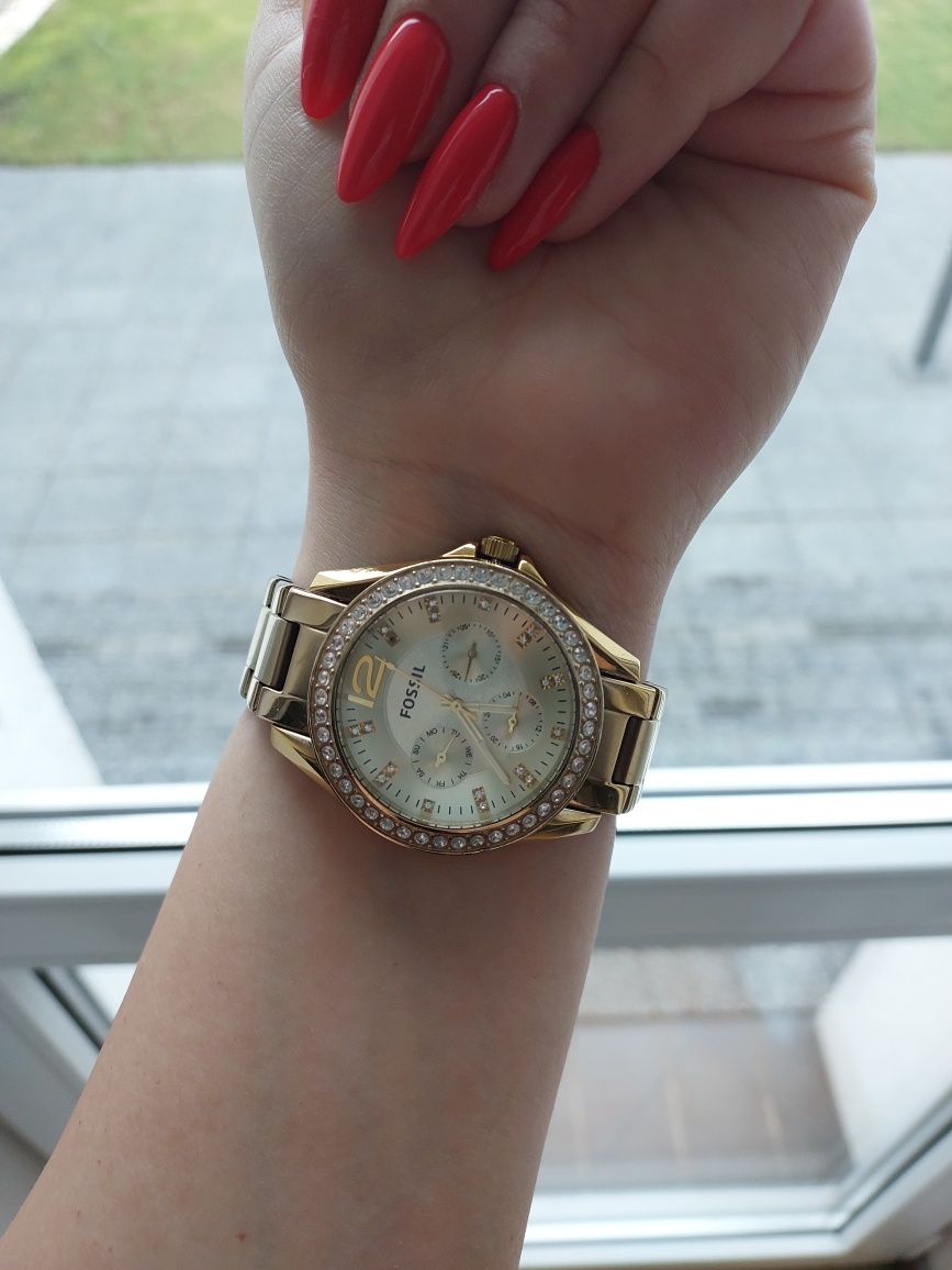 Fossil es 3203 riley złoty zegarek