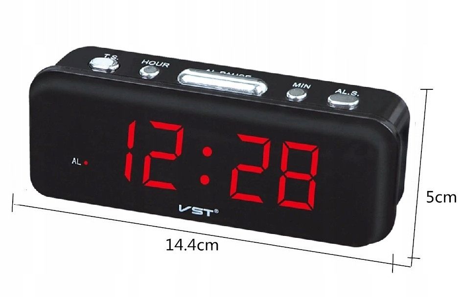 Zegar budzik cyfrowy LED elektroniczny na prąd 230 V podświetlenie RED