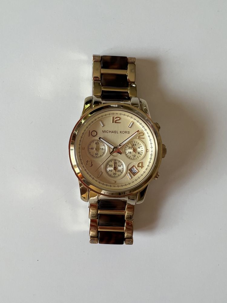 Zegarek Michael Kors zloty, brazowy, szylkretowa bransoleta