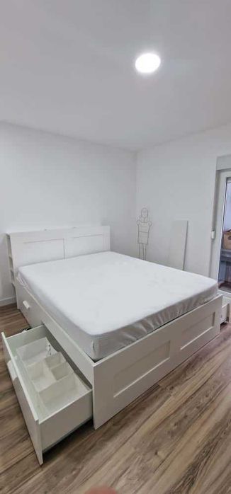 Cama BRIMNES c/ Arrumação + Colchão Molaflex (160x200)