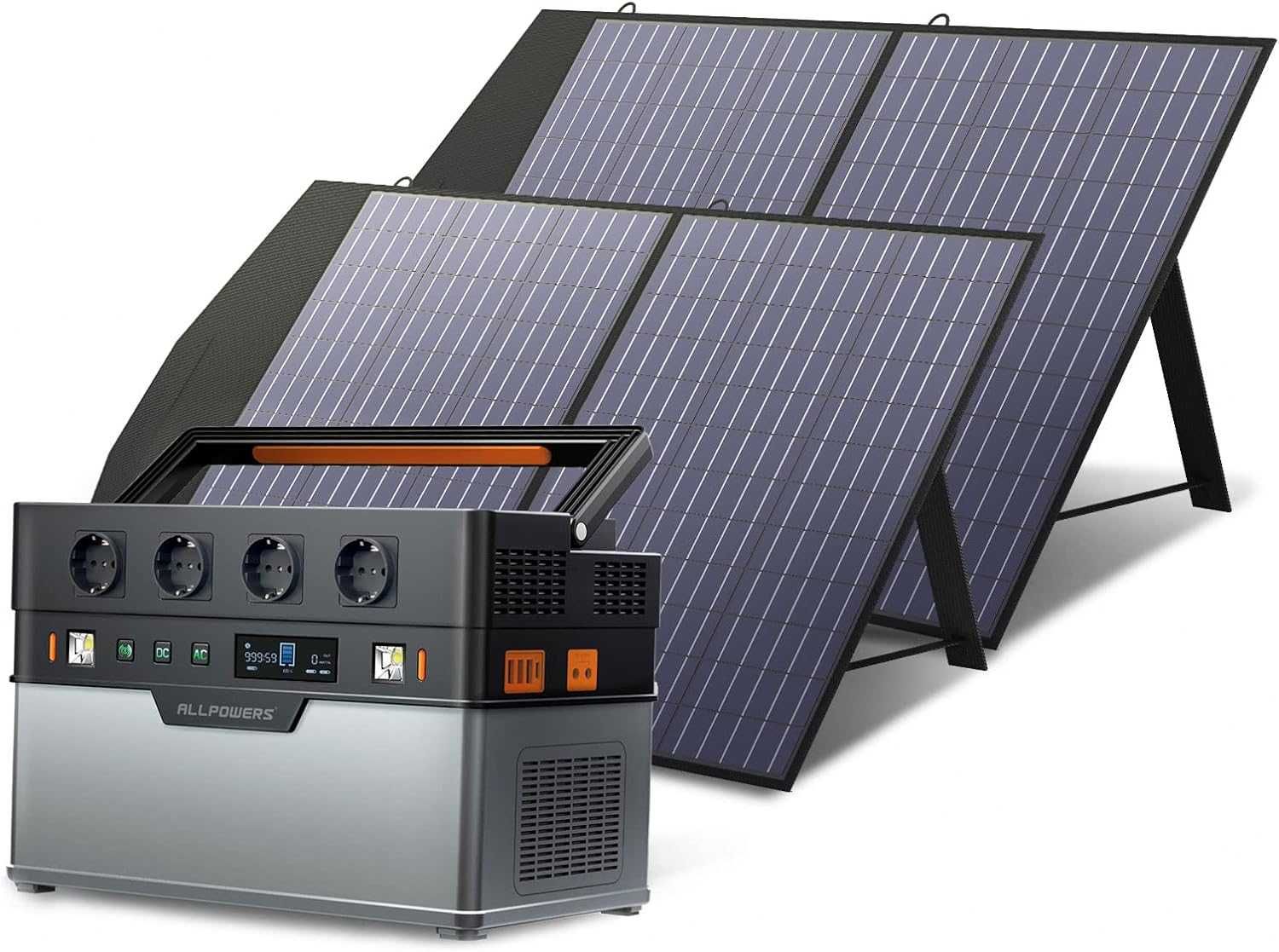 ALLPOWERS 1500W Potężna Przenośna Awaryjna Stacja Solarna + 2x Panele