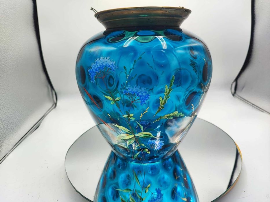 Secesyjny klosz na lampa świecowa,malowany