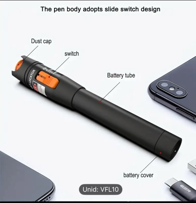 Caneta Portátil para Teste de Fibra Óptica 10Mw