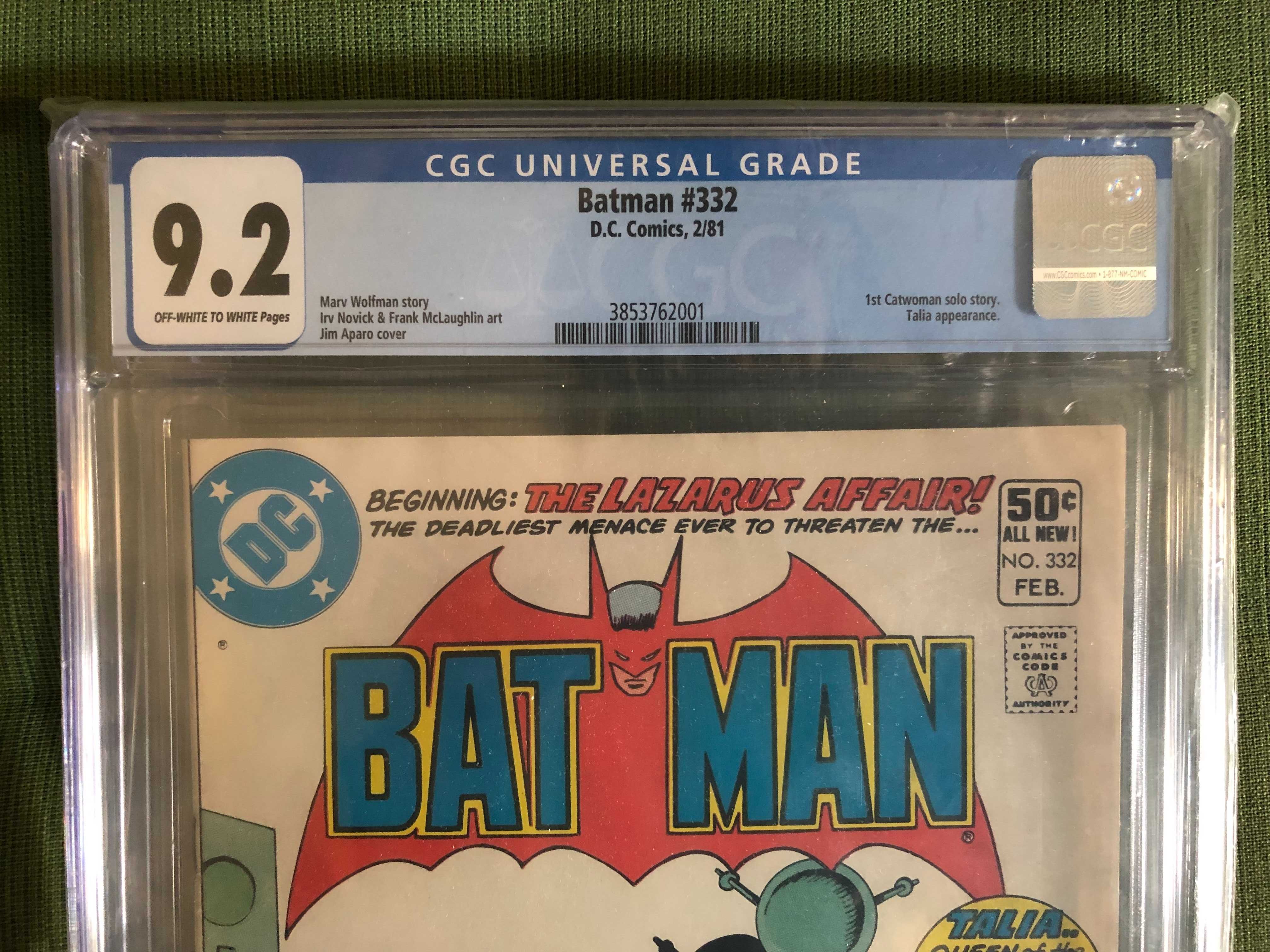 Batman 332 CGC 9.2  Catwoman DC Comics 1981