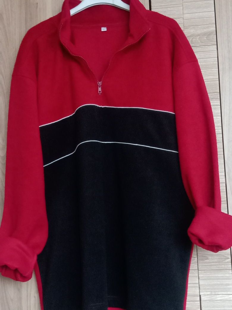 Bluza polar czarny i bordo jak wino golf suwak.