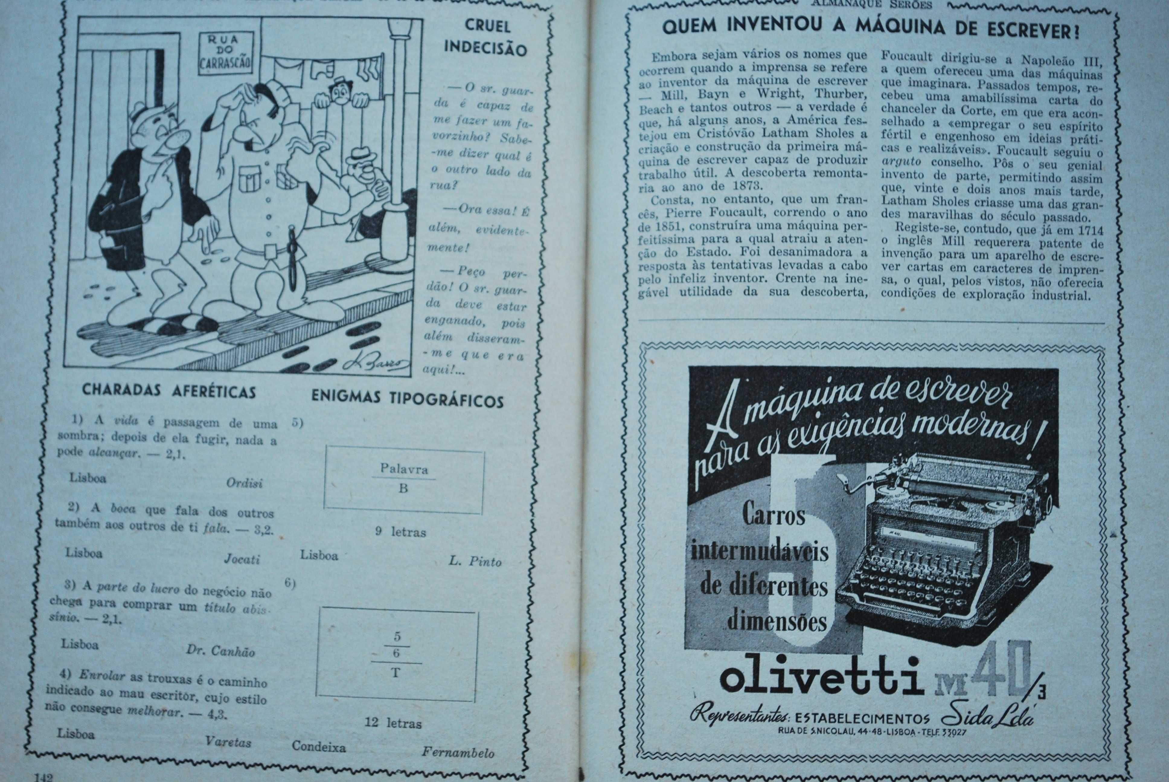 Almanaque Serões 1949 - Com Dedicatória Autografada