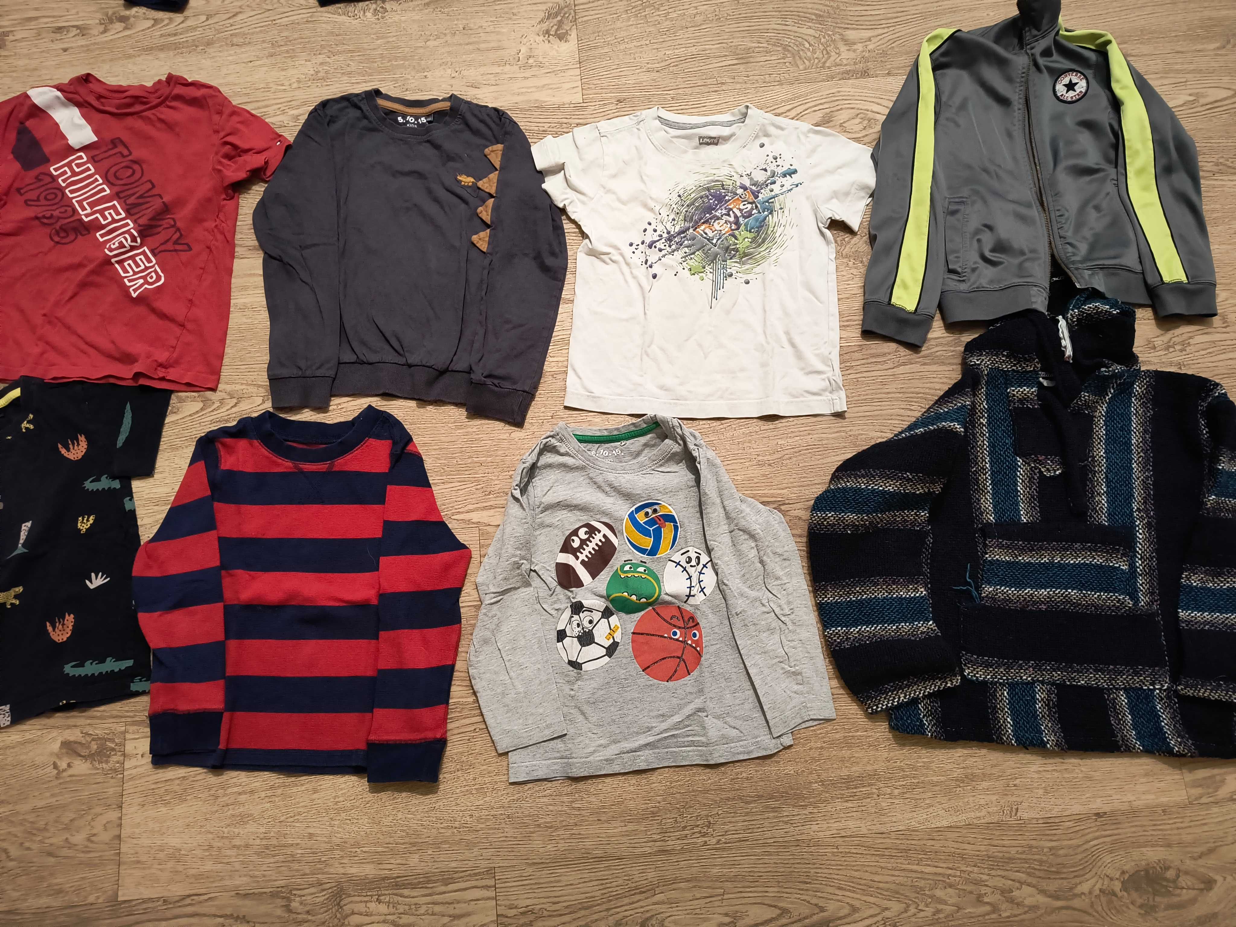 Zestaw 14 ubrań chłopięcych: Hilfiger, Adidas, Nike, Converse.110-128.