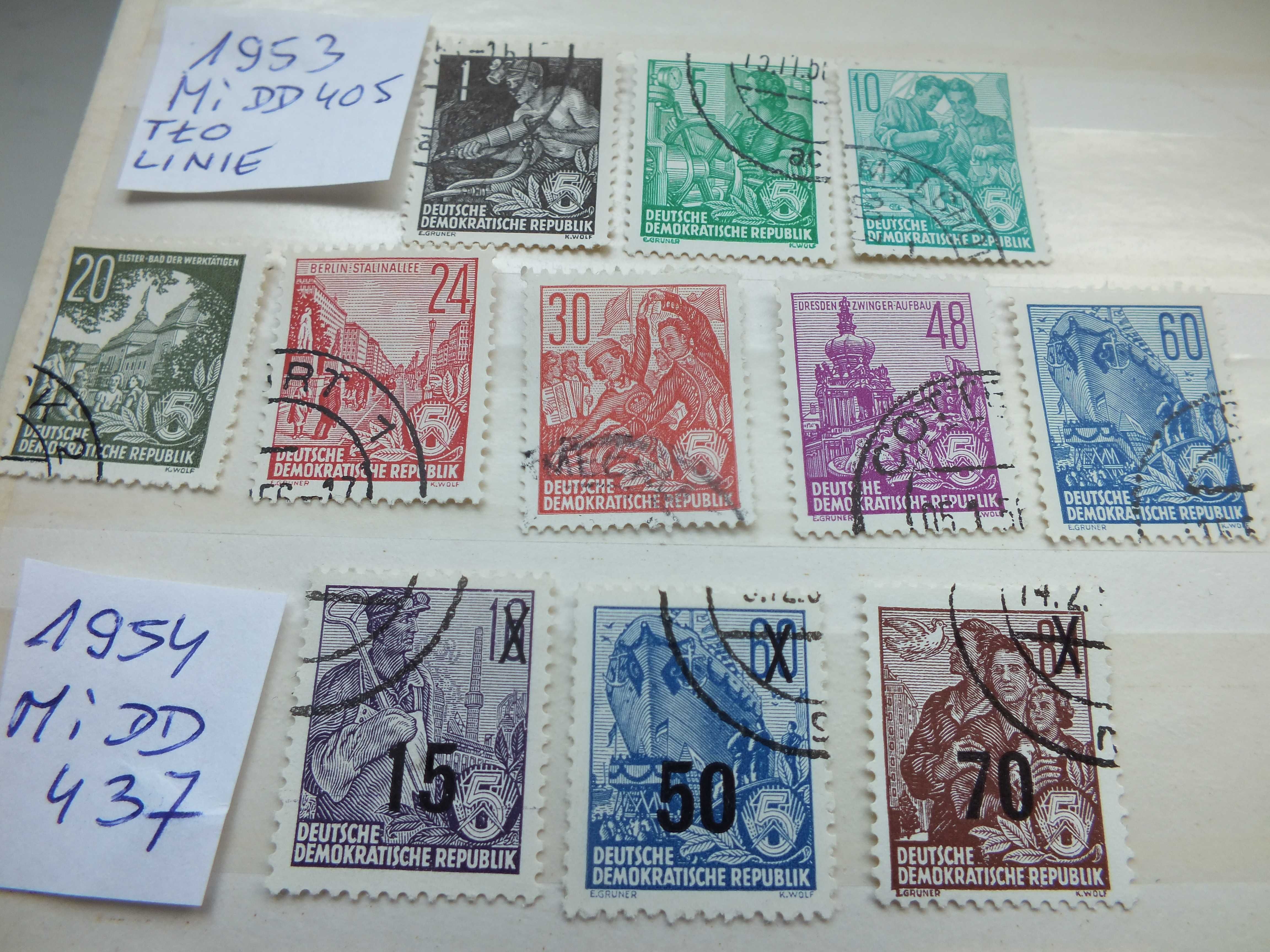 18szt. znaczki z serii Mi405 linie Niemcy 1953 /1959 DDR kasowane NRD