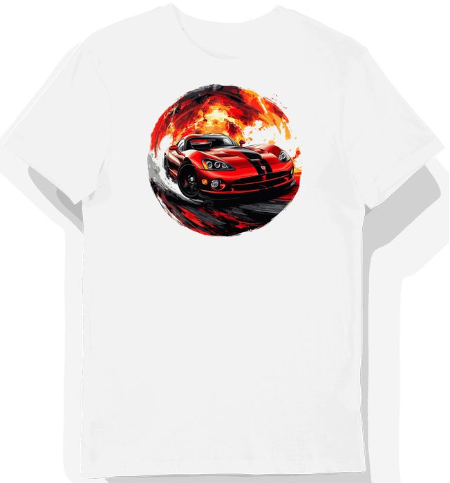 Koszulka męska biała Wyścigowy Blask Klasycznego Dodge Vipera L