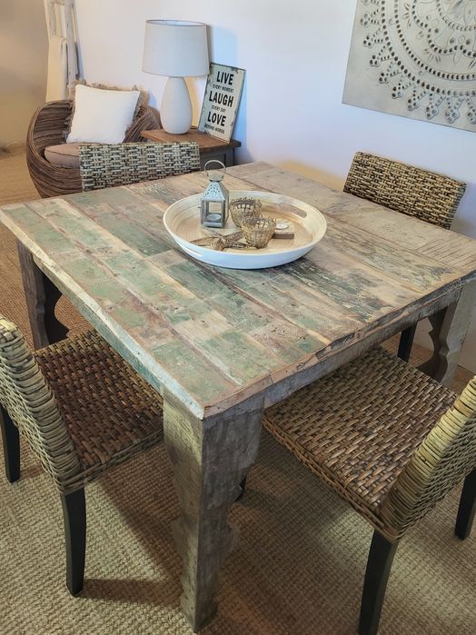 mesa, refeições, cadeiras, oriental, indiano, rustico