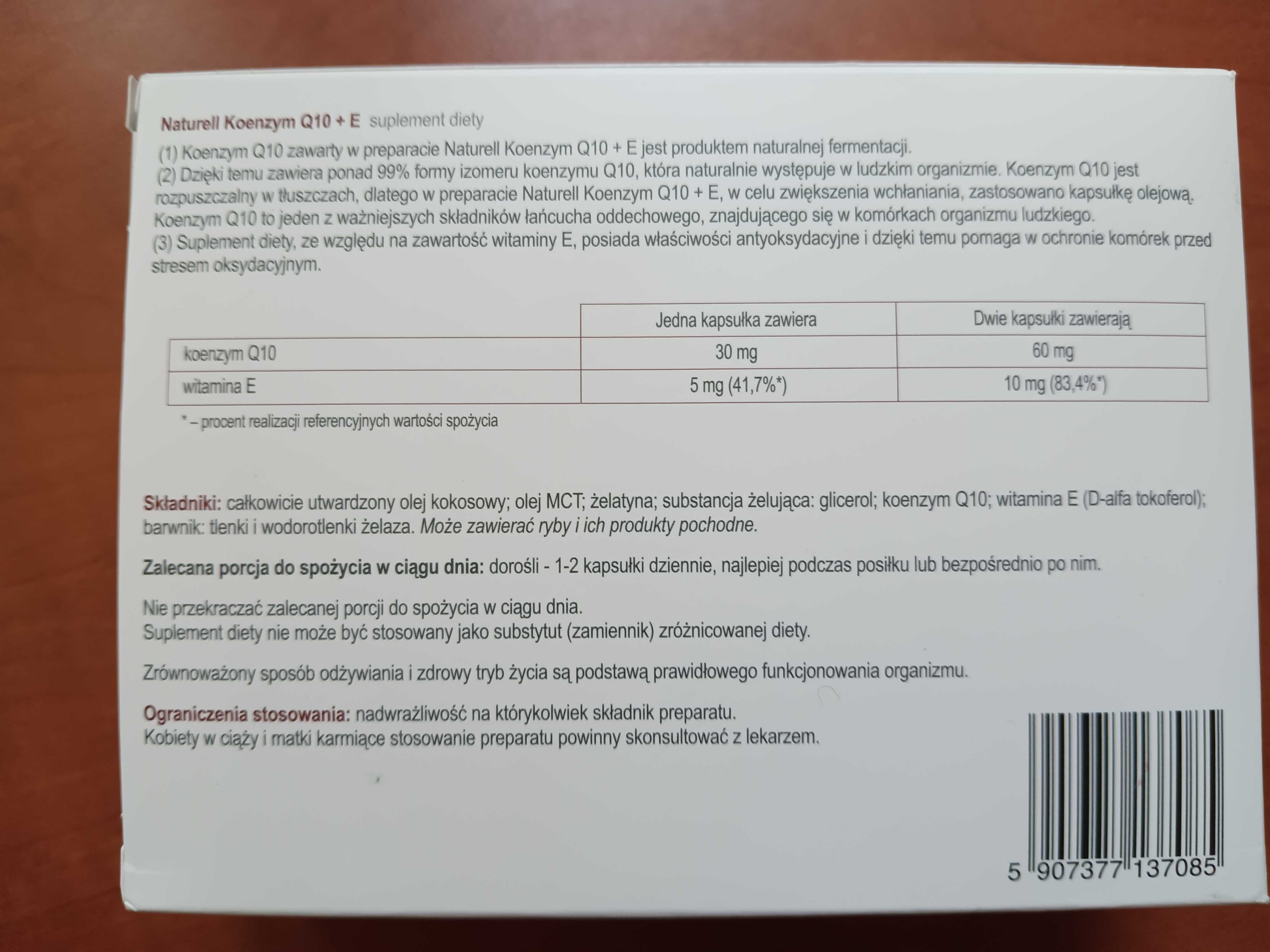 Koenzym Q10 + witamina E 120 kapsułek