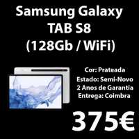 Samsung Galaxy TAB S8 SILVER 128gb||8GB SEMI-NOVO C\ Garantia 2 anos