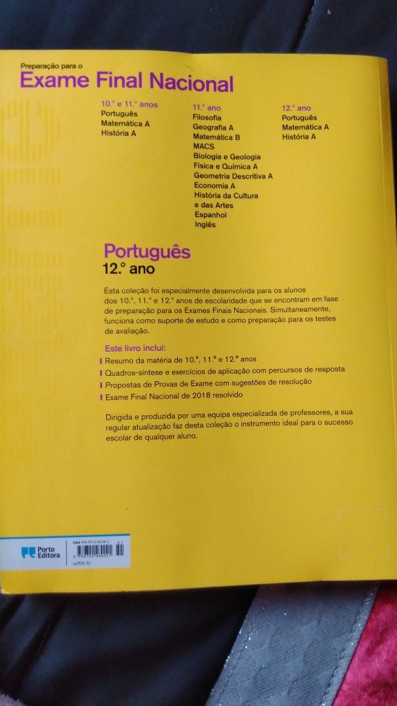 Livro de exame Português 12° ano da Porto Editora de 2019