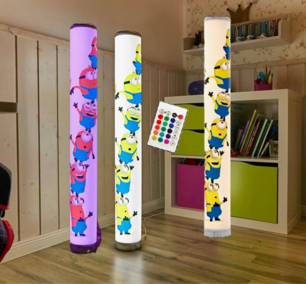 Lampa podłogowa stojąca minionki LED pilot podświetlenie RGB