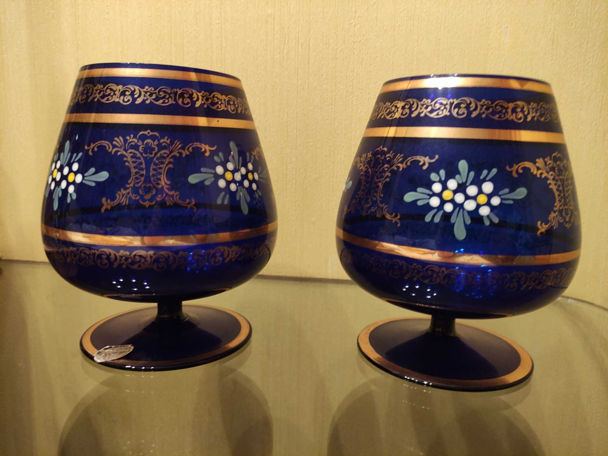 Большие бокалы/креманки, кобальт, синее стекло, ручная работа (2 шт)