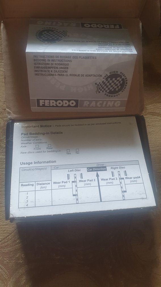 Тормозні колодки ferodo racing
