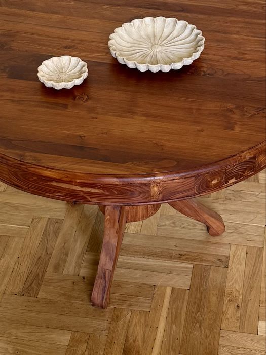 Stół okrągły 120 cm drewno tekowe egzotyczne taras jak ludwikowski