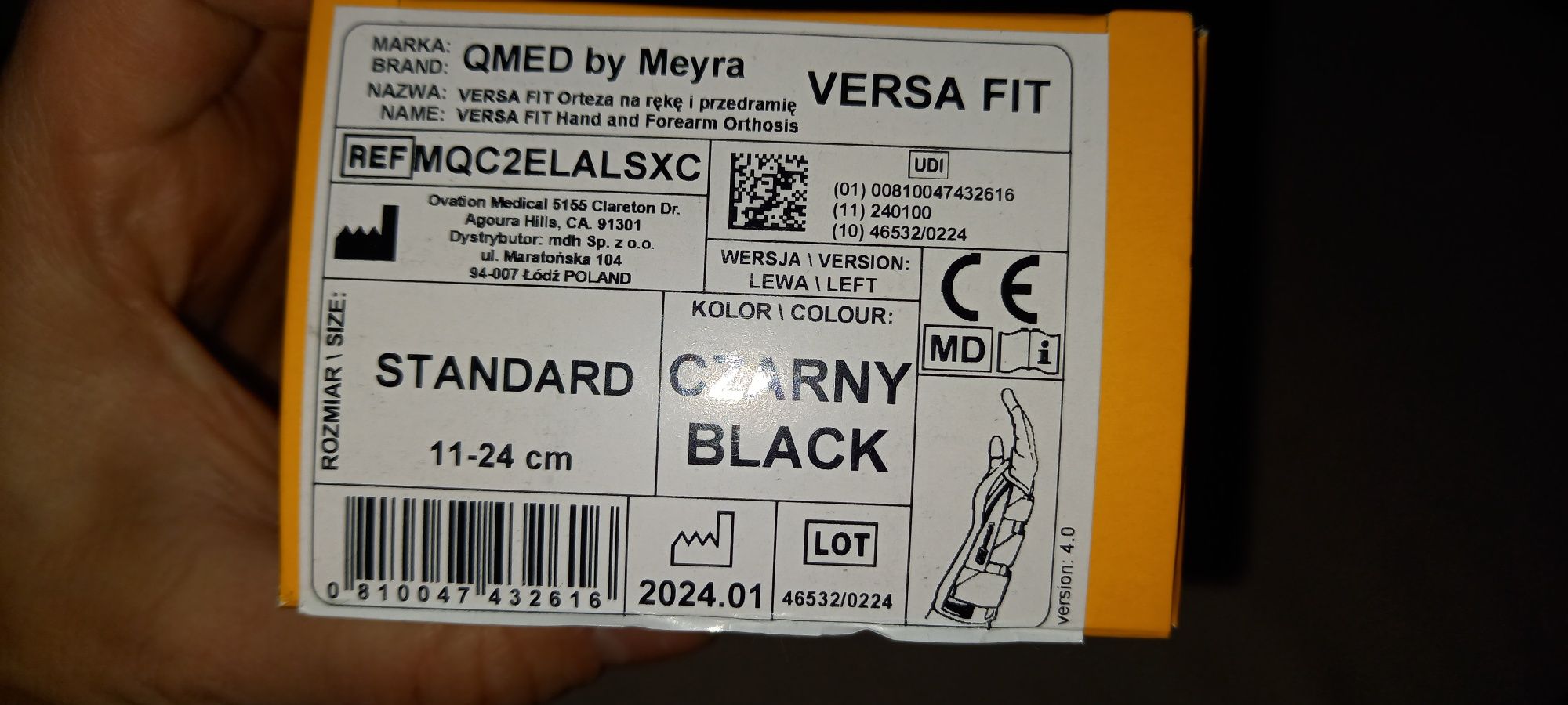 Orteza QMED VERSA FIT na rękę i przedramię, lewa, STANDARD (11-24 cm)