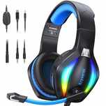 Słuchawki nauszne niebiesko-czarne do PS4/PC/Xbox,PS5 z mikrofonem