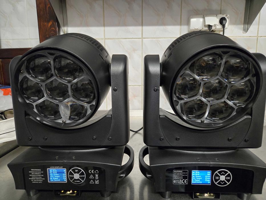 Lampy dyskotekowe 2 sztuki z ruchomą głowicą 7 x 40 W LED stroboskop