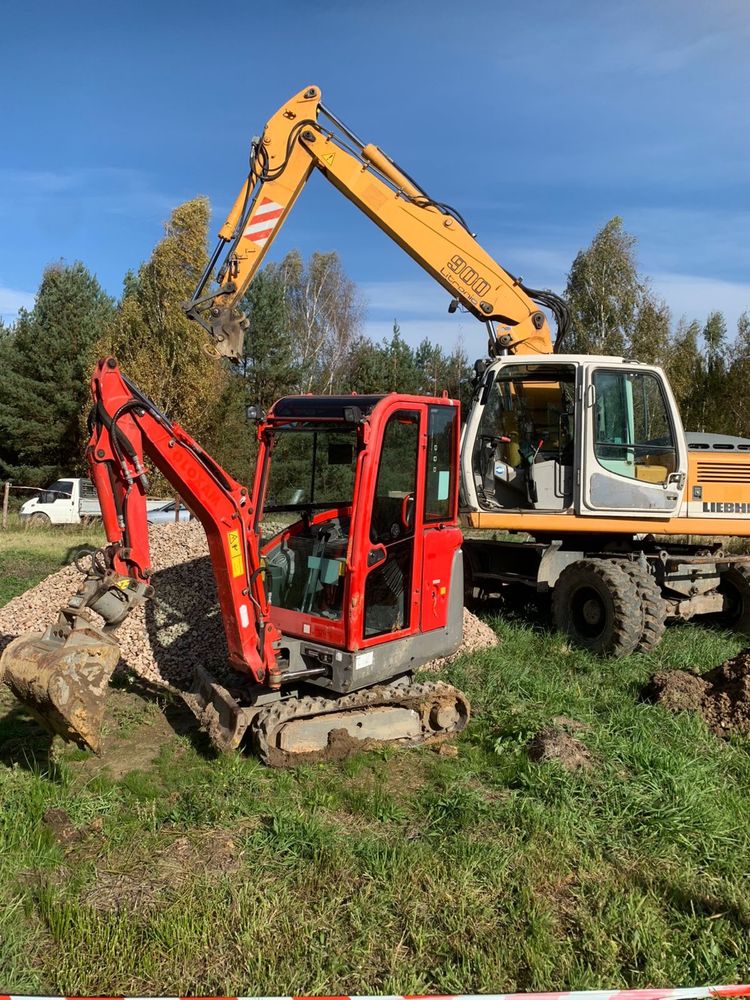 Usługi koparką kołowej, gąsienicową 17t compact, minikoparka 1,5t,