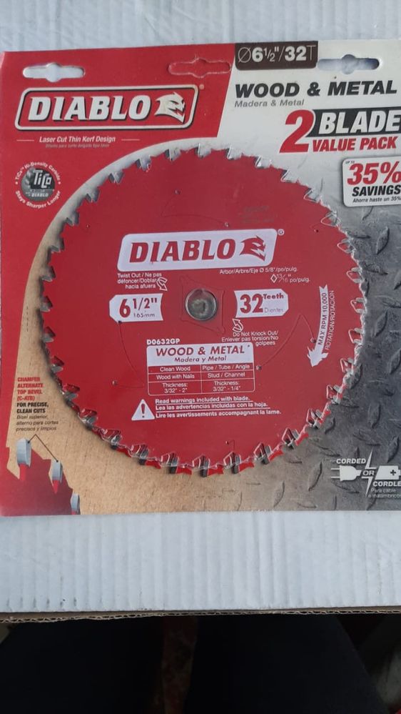 Пильный диск  Diablo 165 на 32 зуба