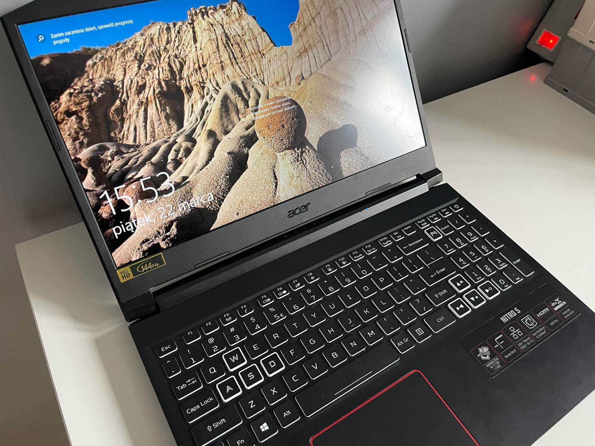 Laptop gamingowy Acer nitro 5 RTX 2060, 16GB RAM,144Hz IPS