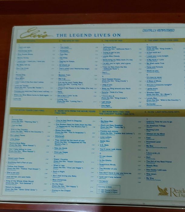 Elvis Presley – The Legend Lives On Box 8 Vinis, Reader’s Digest, 1987