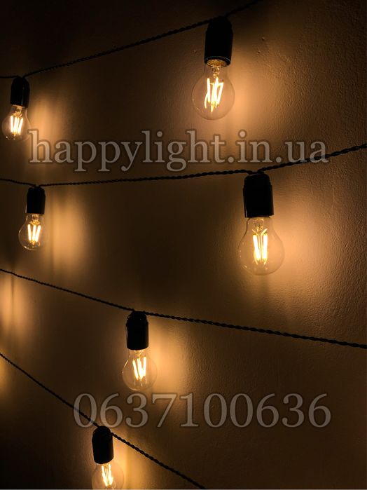 Найяскравіша гірлянда з прозорими лампами лед філаментні лампочки 6ват
