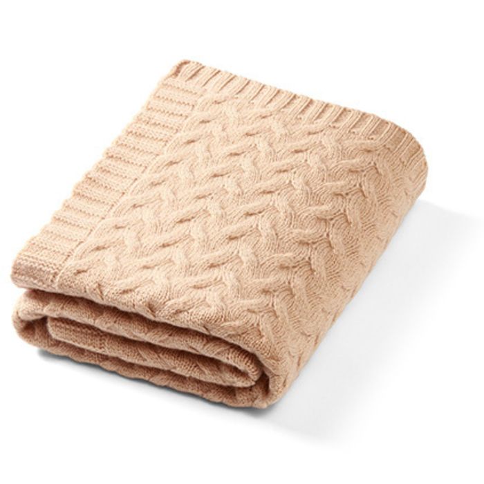 Kocyk z WEŁNY MERINO dla niemowląt 100x75 beżowy NA PREZENT babyshower