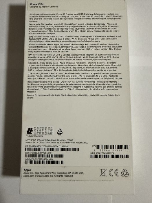 IPhone 15 Pro 256GB Black Titanium | stan idealny | pudełko