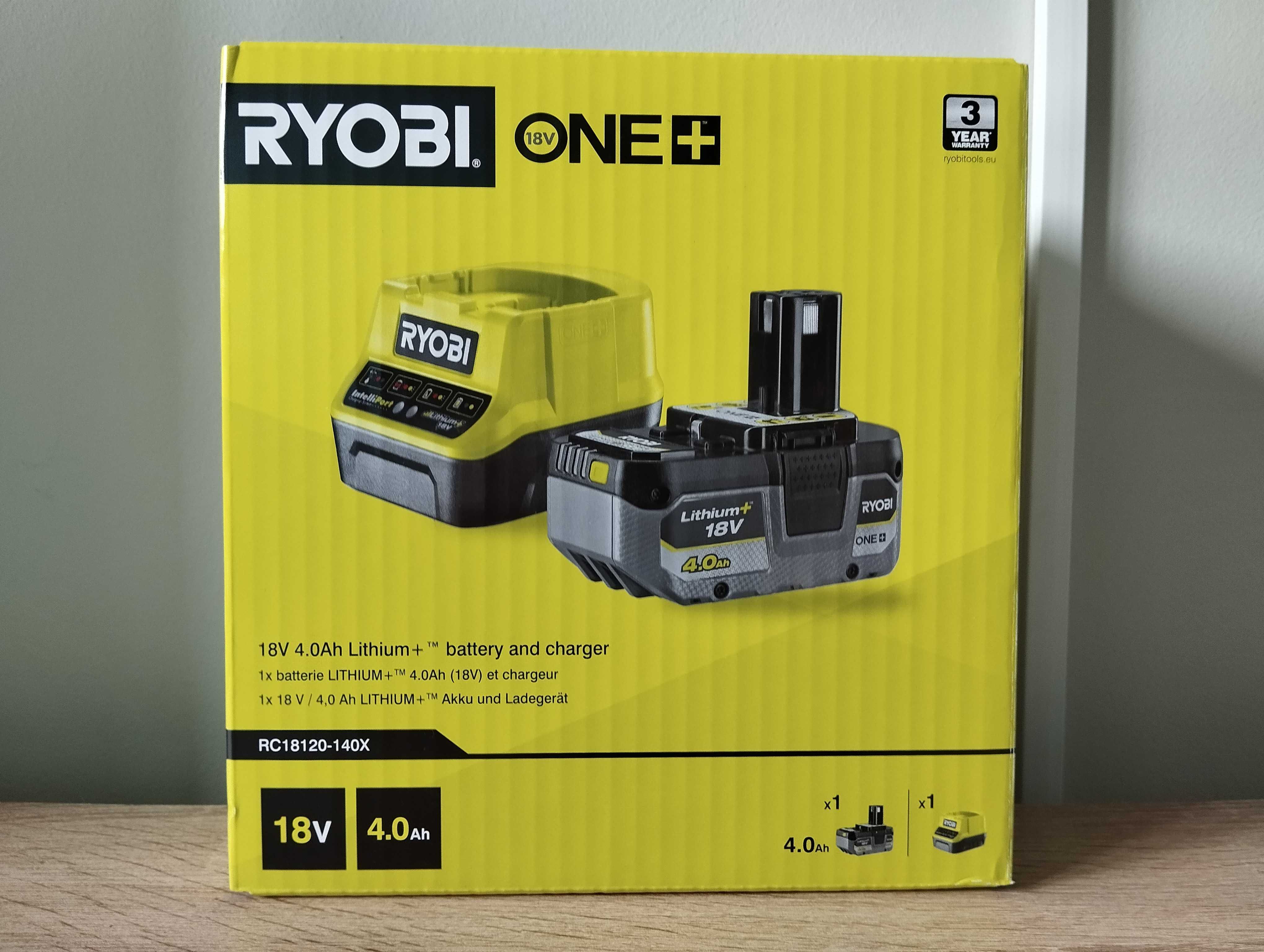 NOWY akumulator Ryobi ONE+ 4.0 ah + ładowarka - zestaw RC18120- 140x