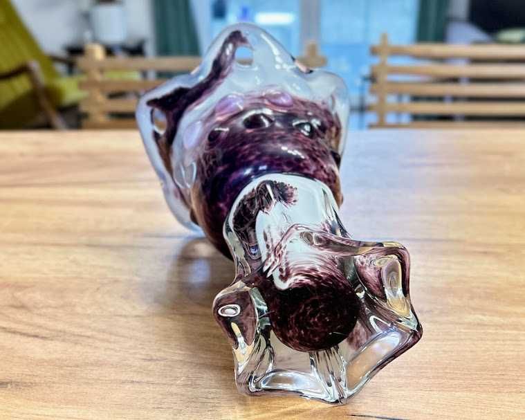 Wazon kielich 24 cm czeskie mleczne szkło Vintage PRL Egermann