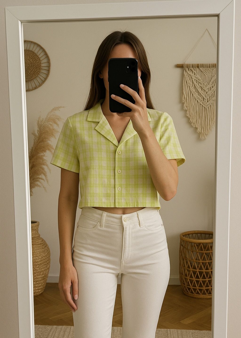 Krótka koszula jak top w kratke H&M