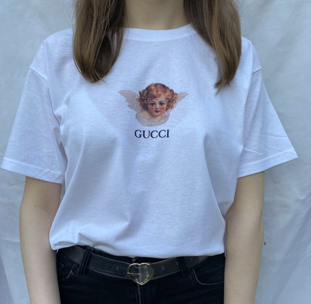 Koszulka T-shirt Gucci CUSTOM biała cherub anioł angel aesthetic