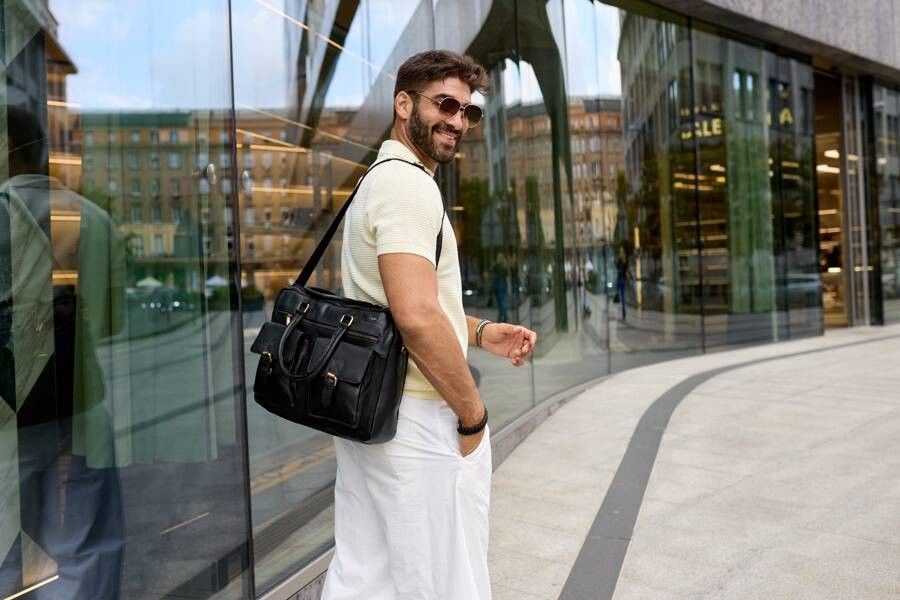 męska torba na laptopa ze skóry naturalnej - peterson