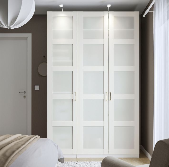 Drzwi do szafy, PAX Ikea Bergsbo 50x229, białe, szkło matowe, NOWE