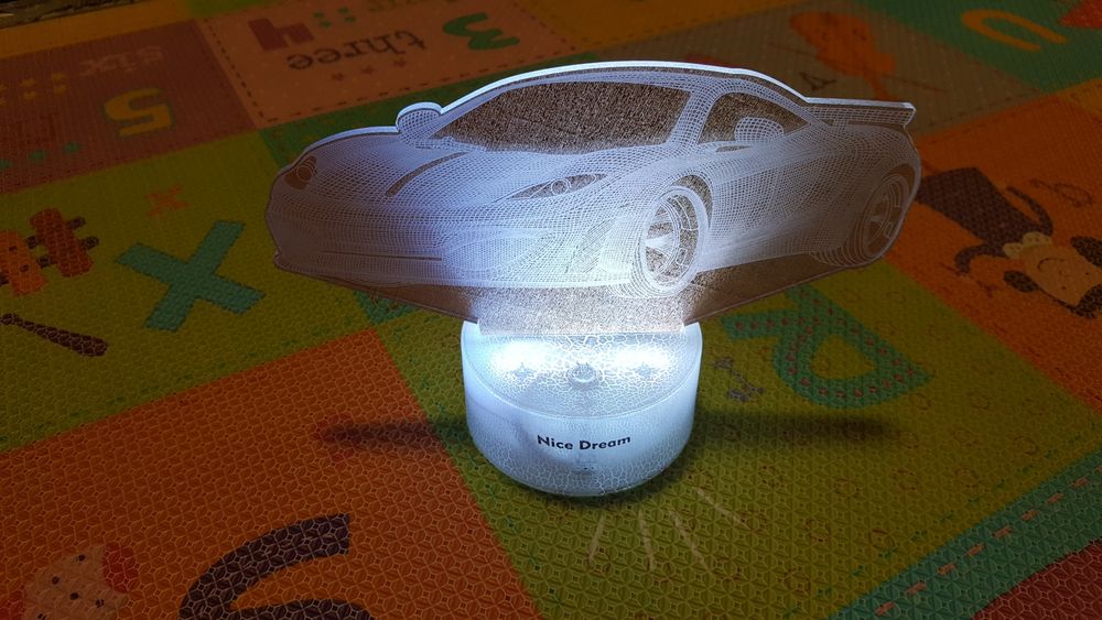 Nowa lampka nocna iluzoryczna 3D USB led samochód wyścigowy