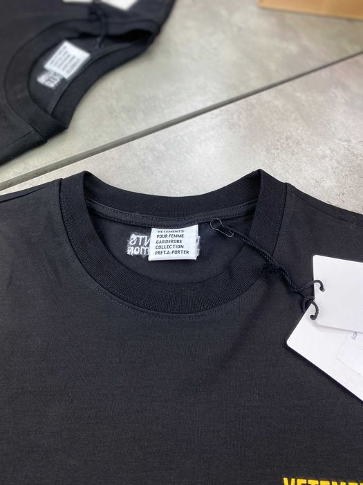 Черная футболка с принтом Vetements коттон мужская футболка f605