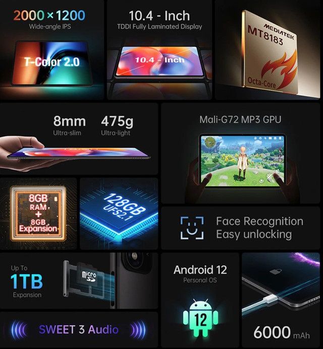 Планшет Teclast t40s 10.4" 8/128gb 6000mah 2000*1200 2k gps wifi чохол